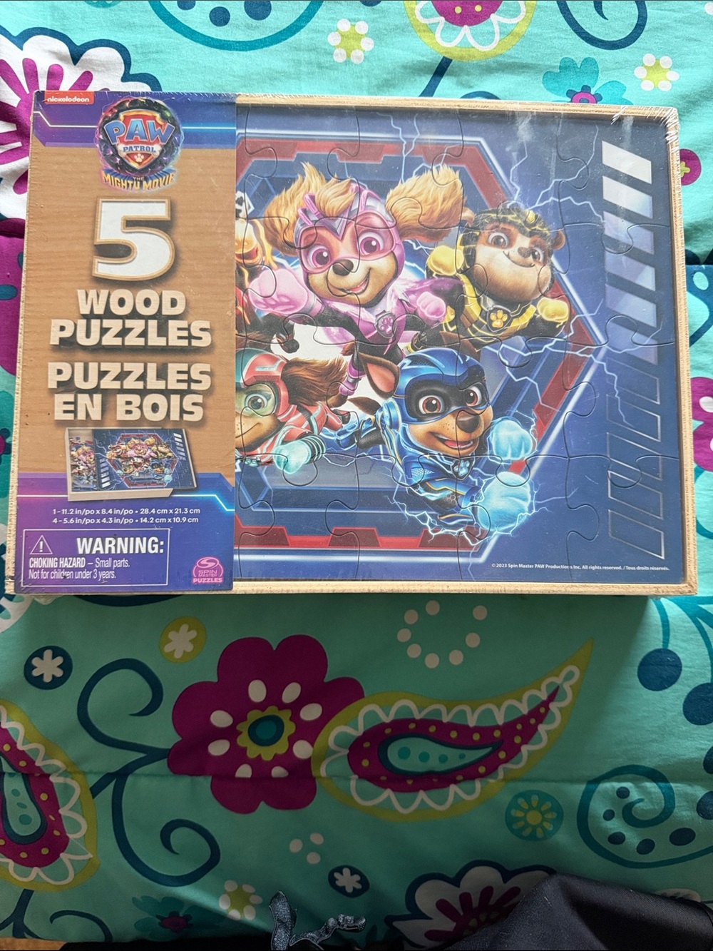 Paw Patrol Mighty Movie 5-Pack Wood Puzzles - Blue, Pink, Yellow